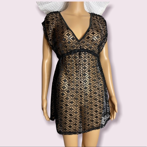 Black see-through Miken Swim cover up size small - Picture 4 of 6